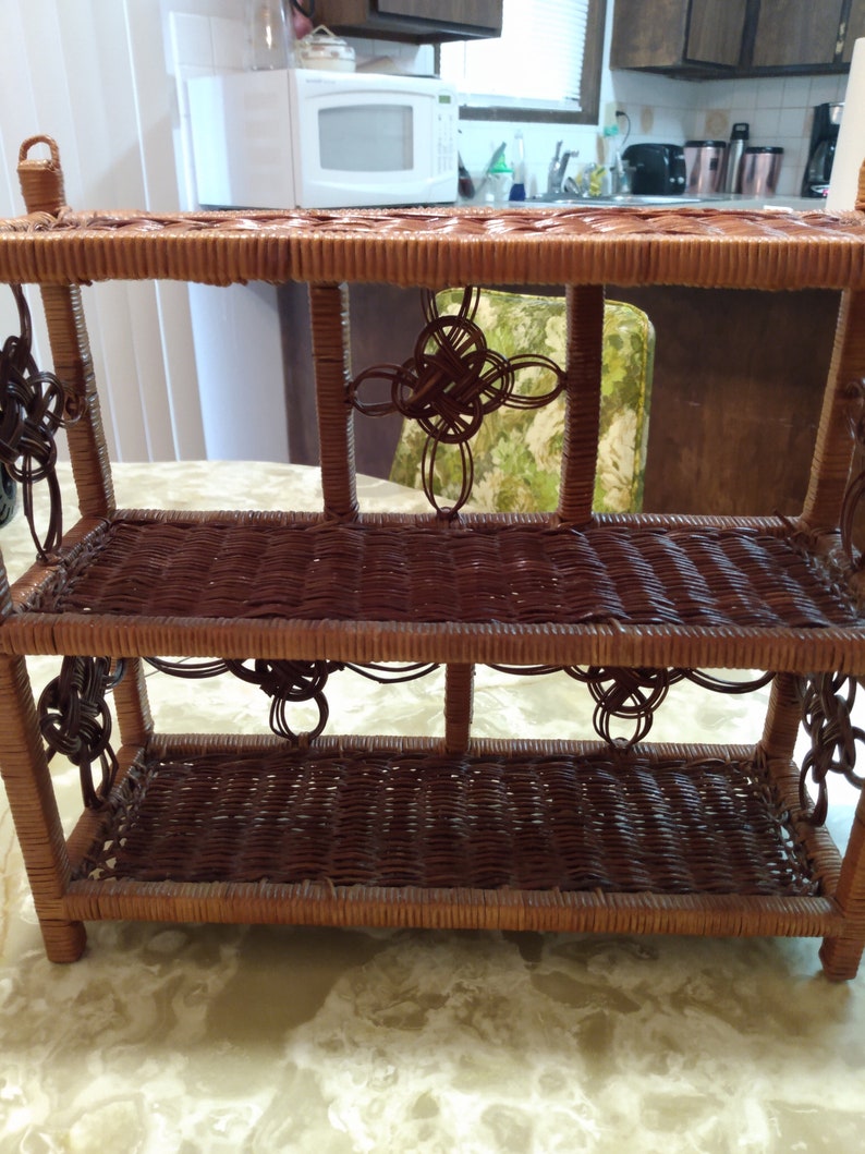 Vintage Wicker Hanging Shelf Etsy