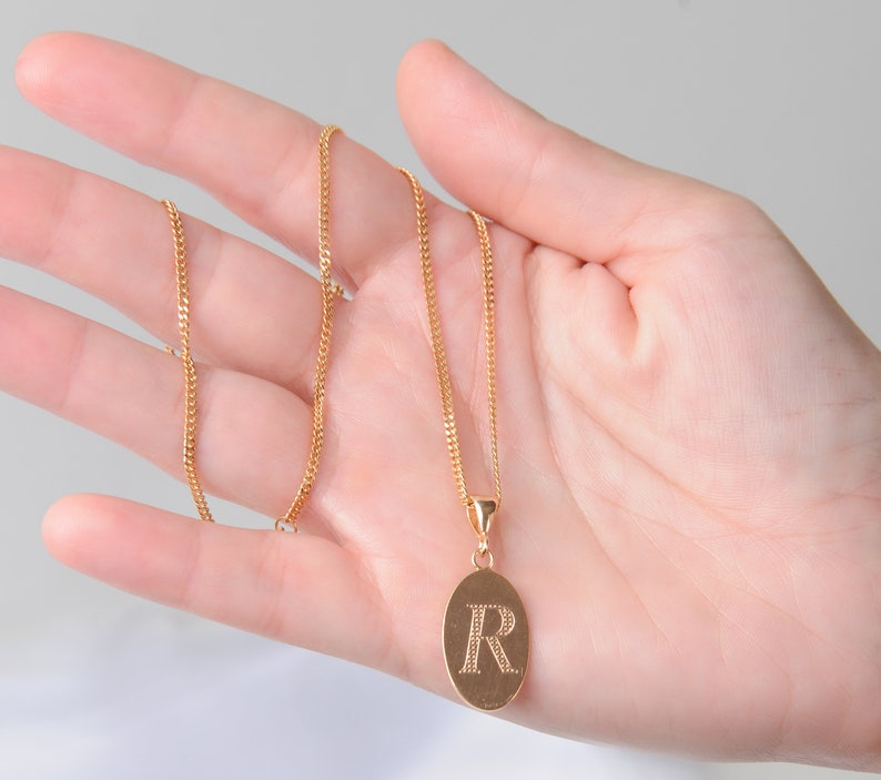 Initial Necklace Initial Disc Necklace Personalized Disc Etsy