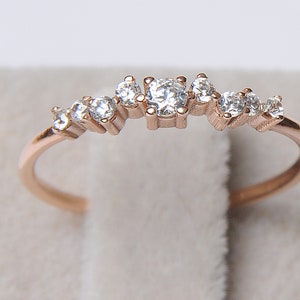 Cluster Ring, 14k Gold Cluster Ring, Tiny Cluster Ring, Multistone Ring , Silver CZ Cluster Ring, Dainty Stackable Ring, Unique Stackables