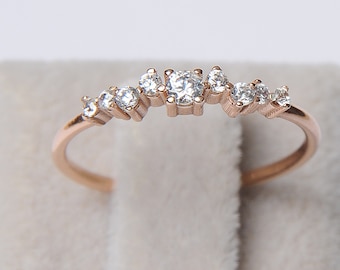 Cluster Ring, 14k Gold Cluster Ring, Tiny Cluster Ring, Multistone Ring , Silver CZ Cluster Ring, Dainty Stackable Ring, Unique Stackables