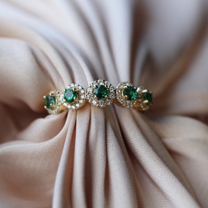 Emerald and Diamond Ring With Solid Gold, 14K Gold Emerald Engagement ...