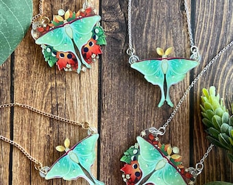 Moth Necklace: Luna Moth