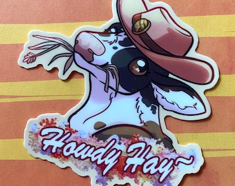 Howdy Hay, Cute Cow sticker