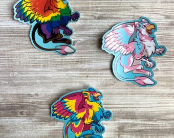 Pride Griffin Sticker: Mythical Monster LGBT Matte Sticker (3 Inch)