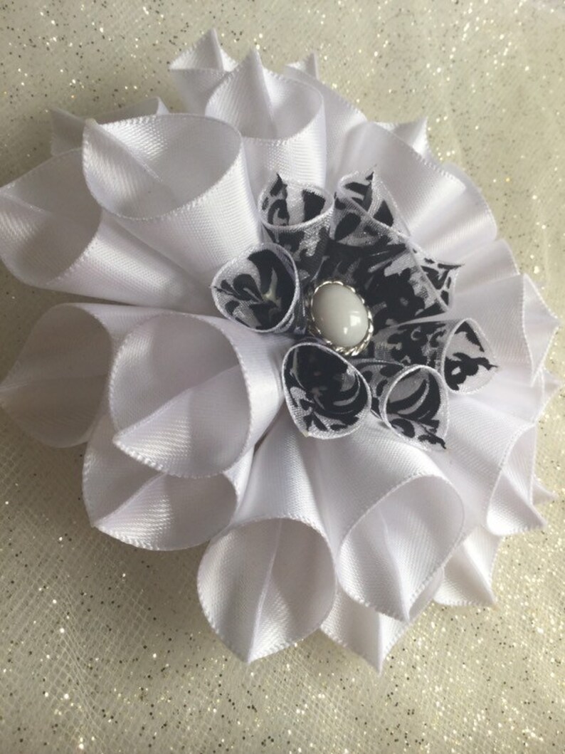 White Flower Hair Clip Large Dahlia Like Flower Hair Piece Etsy