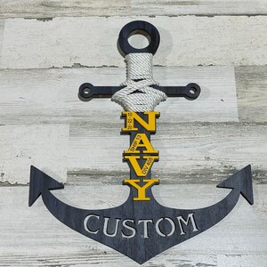 Navy Graduation Anchor Navy Blue Stain/ Navy Door Hanger / PIR Graduation / Navy Mom / Navy Bootcamp / Navy Door Decor / Hanging Door Anchor