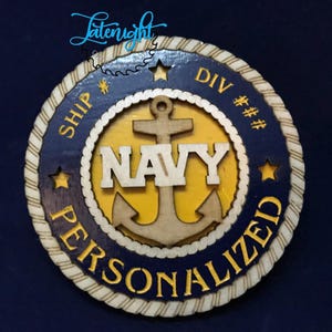Personalized Navy Graduation Medallion: 3&quot; Door Hanger, Baltic Birch