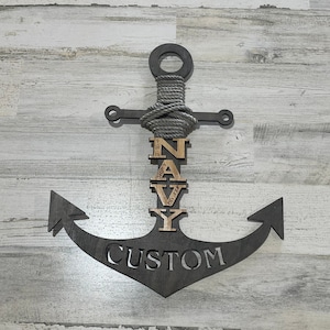 Navy Graduation Anchor Ebony Stain/ Navy Door Hanger / PIR Graduation / Navy Mom / Navy Bootcamp / Navy Door Decor / Hanging Door Anchor