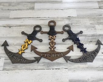 16" Navy Door Anchor / Navy Door Hanger / PIR Graduation / Navy Mom / Navy Bootcamp / Navy Door Decor / Hanging Door Anchor