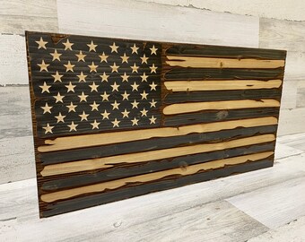 Worn American Flag wall decor, Custom wooden flags,