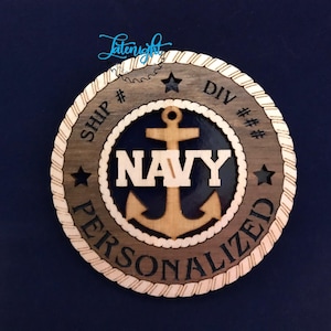 Personalized Navy Graduation Medallion: 3&quot; Door Hanger, Baltic Birch