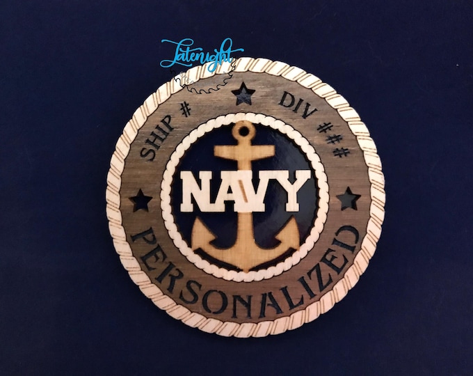 Featured listing image: 3" Navy Door Anchor Medallion/ Personalized Navy Medallation / Navy Door Hanger / PIR Graduation / Navy Mom / Navy Bootcamp