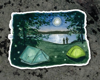 Sticker - Camping with Fireflies