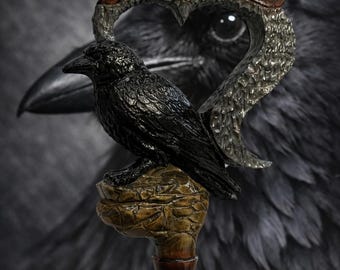 Raven walking sticks Wood walking cane raven Walking stick corbie Walking canes men Hand carved walking sticks Wooden cane Carved