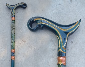 Walking cane for women. Walking stick for women. Hand carved walking stick for women. Carved walking cane.