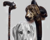 walking stick handmade wood carved retriever dog Hand made wooden cane Walking stick dog