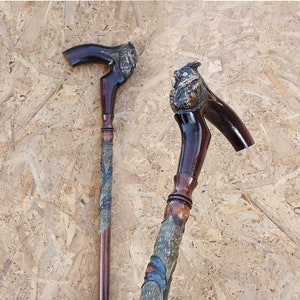 Owl walking sticks Wood walking cane raven Walking stick owl Walking canes men Hand carved walking sticks Wooden cane Carved