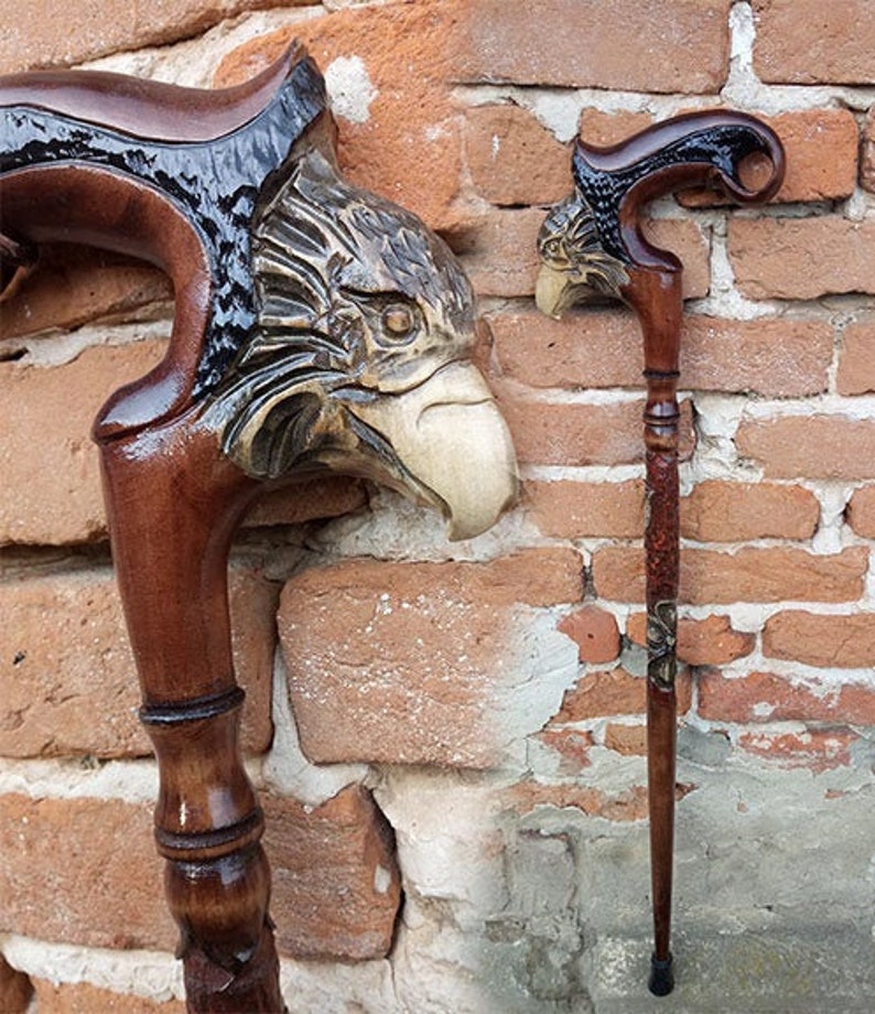 Eagle Carved Handle. Hiking Stick.wooden Cane Handmade.walking Etsy