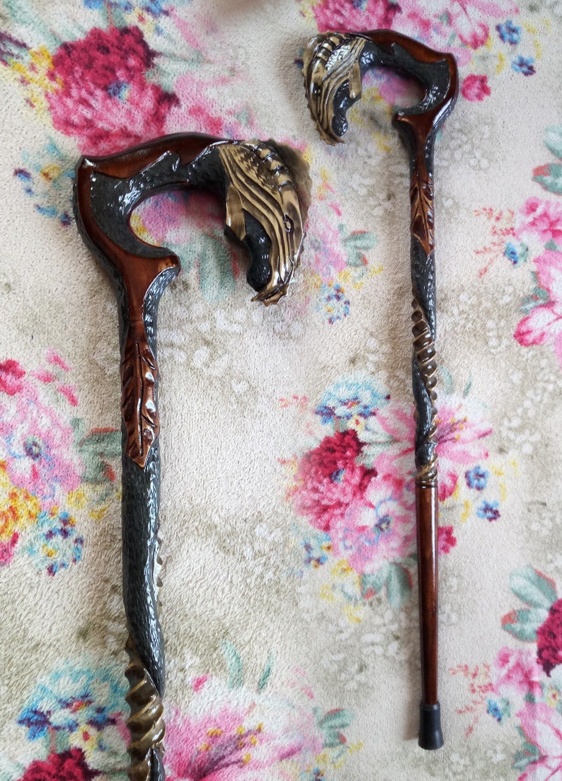 Walking Stick Dragon Custom Walking Cane Dragon Wooden Cane Etsy UK