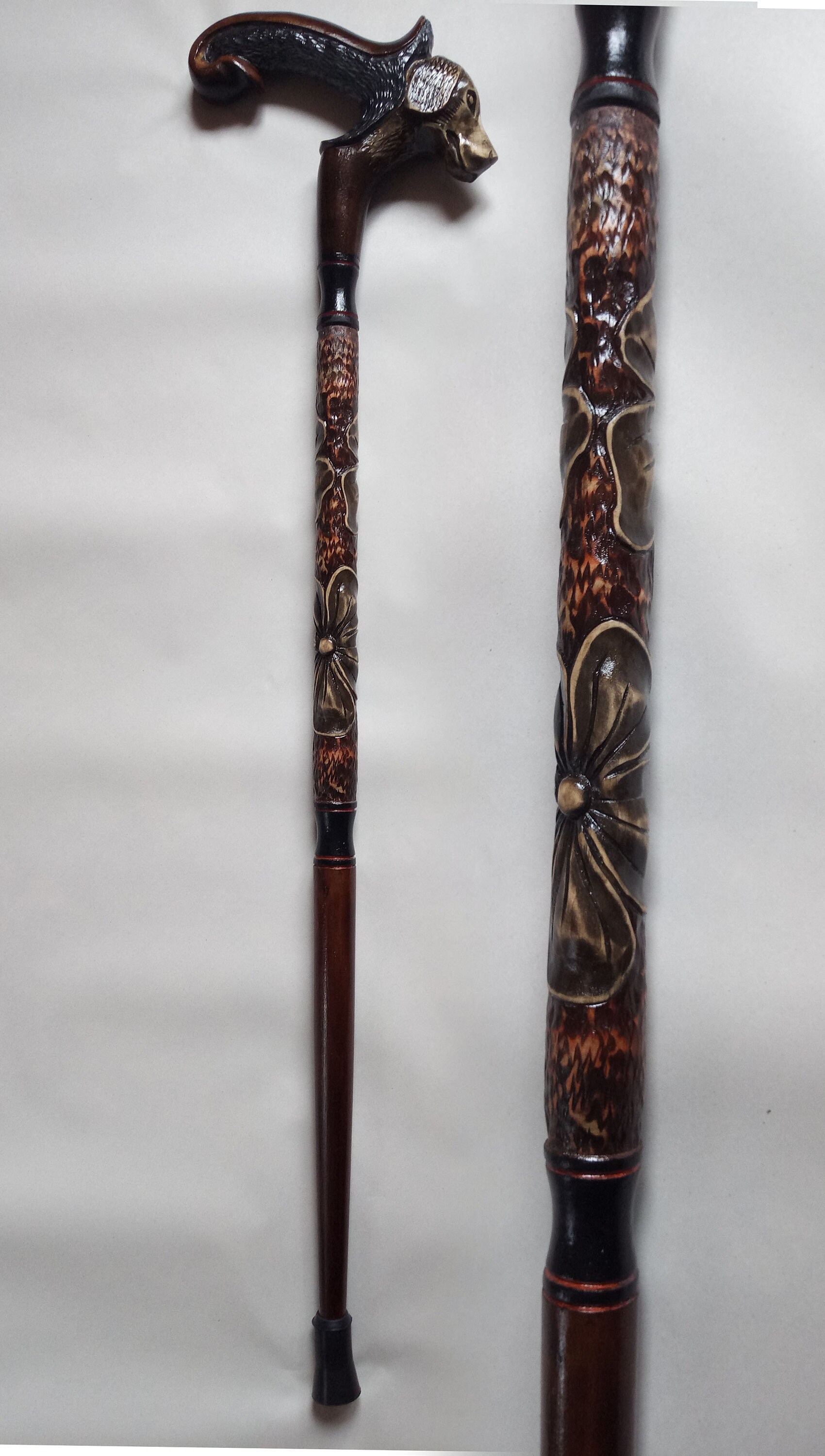 Walking stick handmade wood carved retriever dog Hand made Etsy