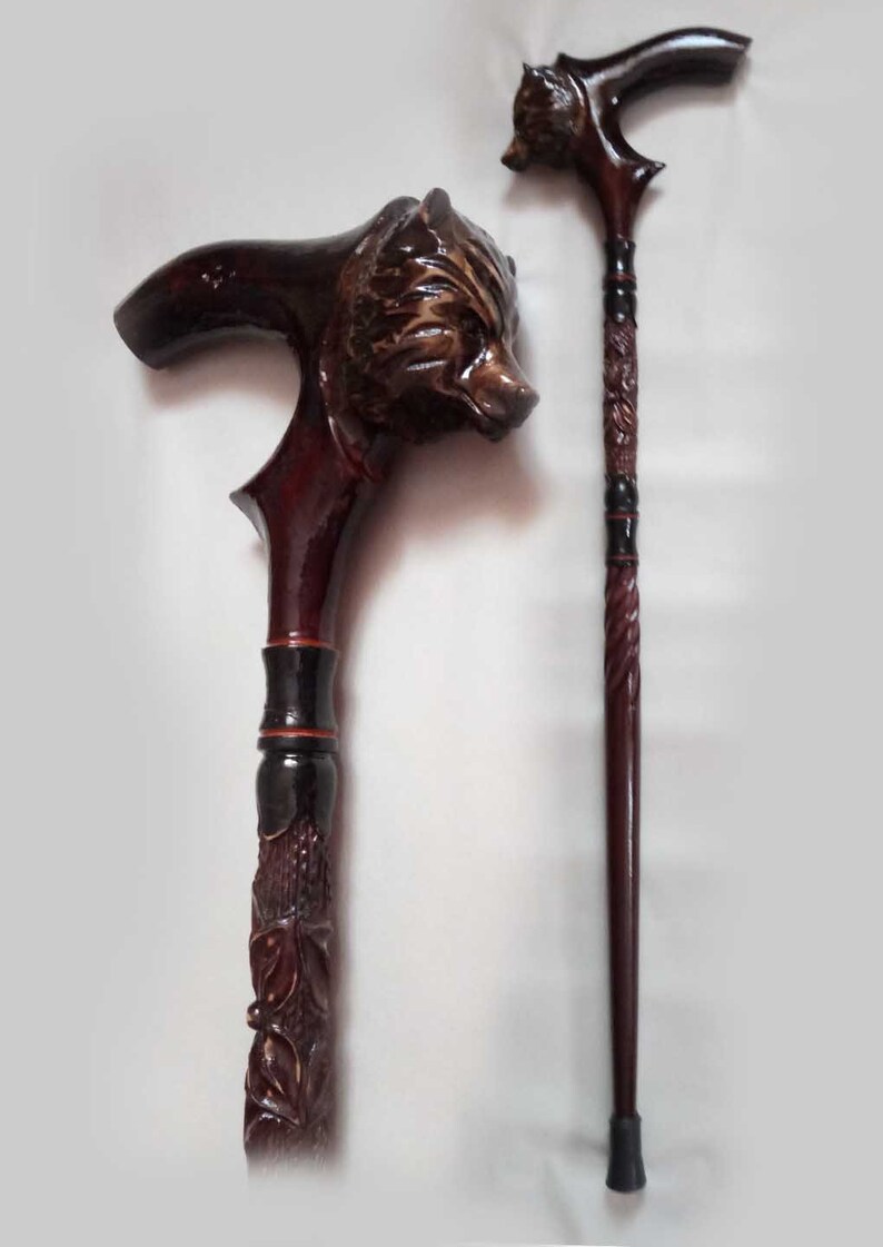 Walking Sticks Canes The Bear Wood Cane Handmade Image 0