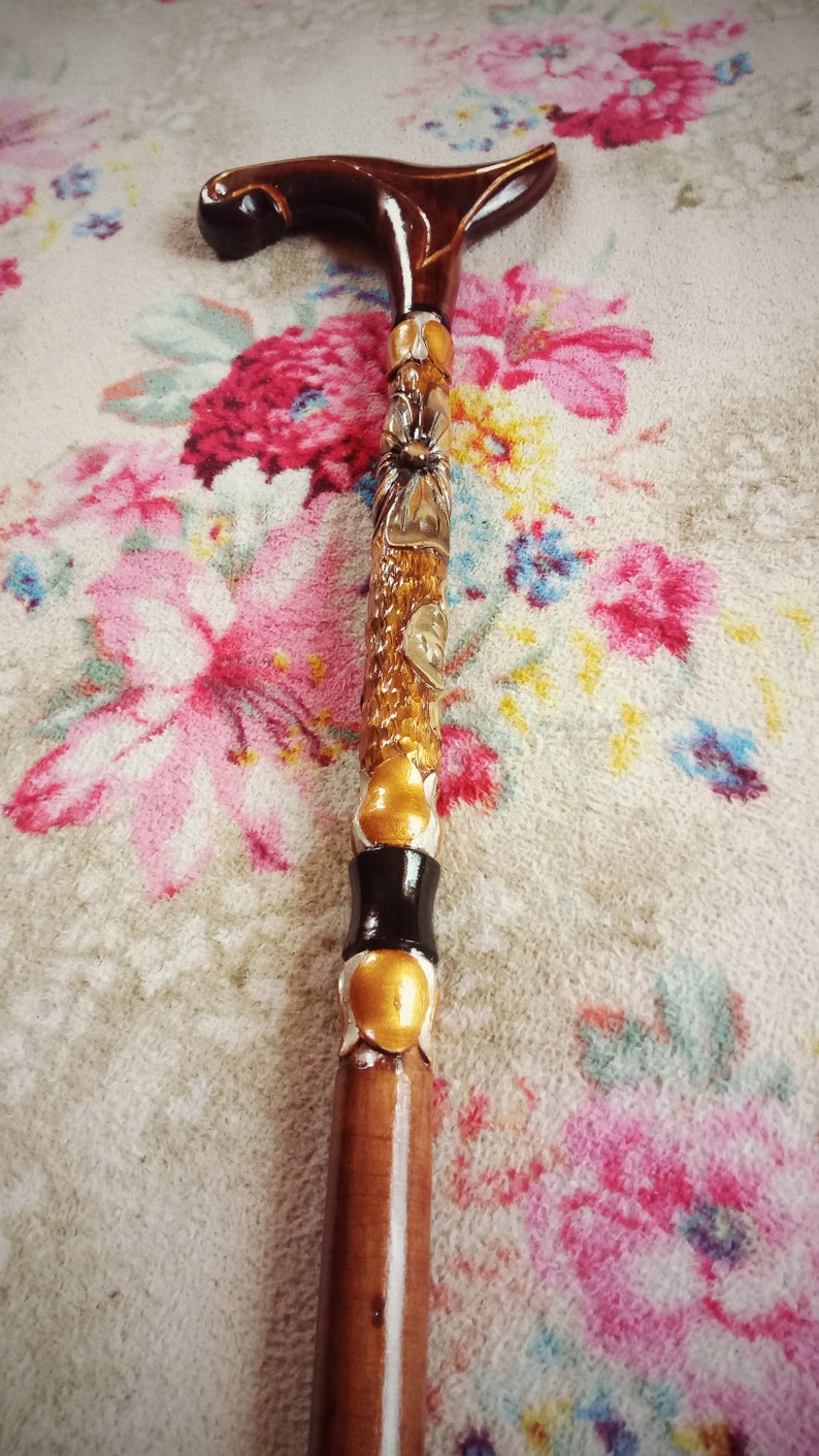 Handmade cane for women Hand carved walking cane Hiking stick Etsy