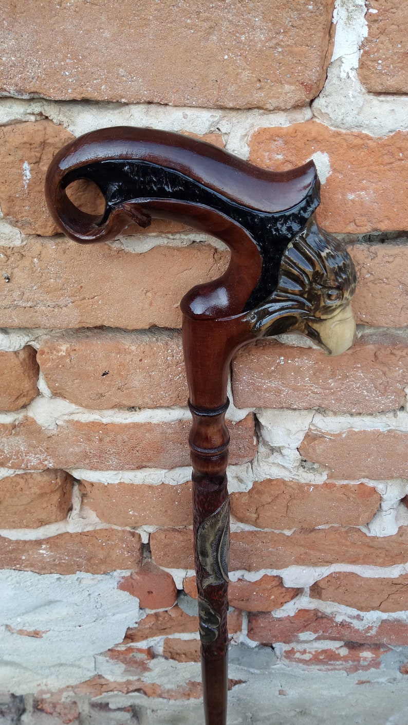 Eagle Carved Handle. Hiking Stick.wooden Cane Handmade.walking Etsy