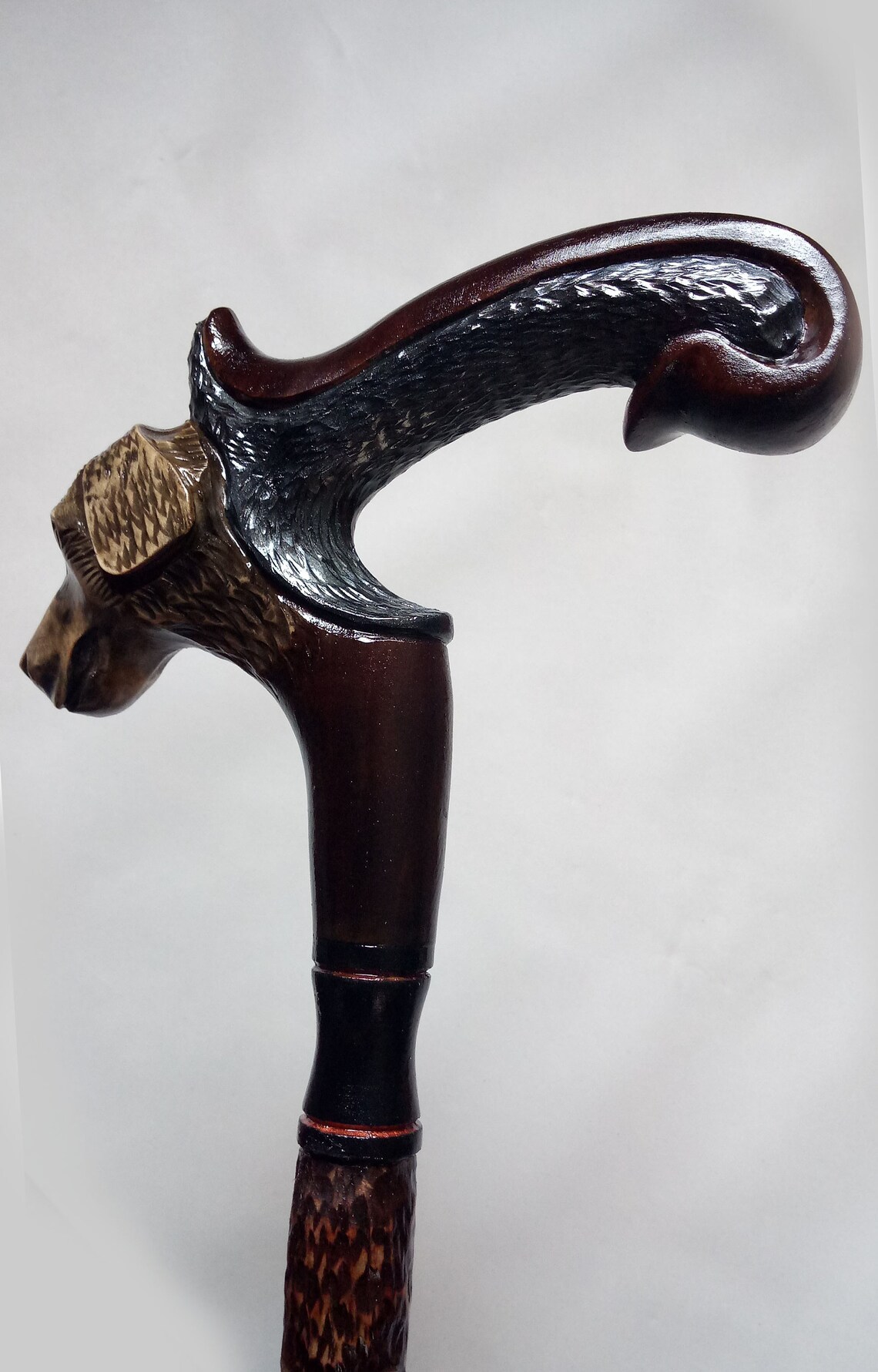 Walking stick handmade wood carved retriever dog Hand made Etsy