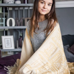Personalized Pastel Yellow Blanket, Bamboo Throw Blanket, Woven Blanket, Picnic Blanket, Beach Blanket, Room Decor Aesthetic Teen Girls
