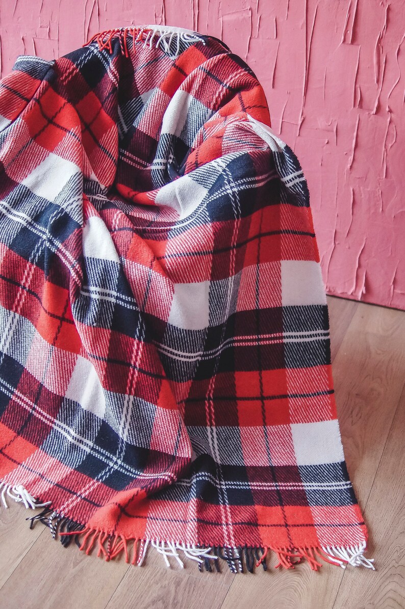 Personalized Throw Blanket Checkered Wool Blanket Large Etsy