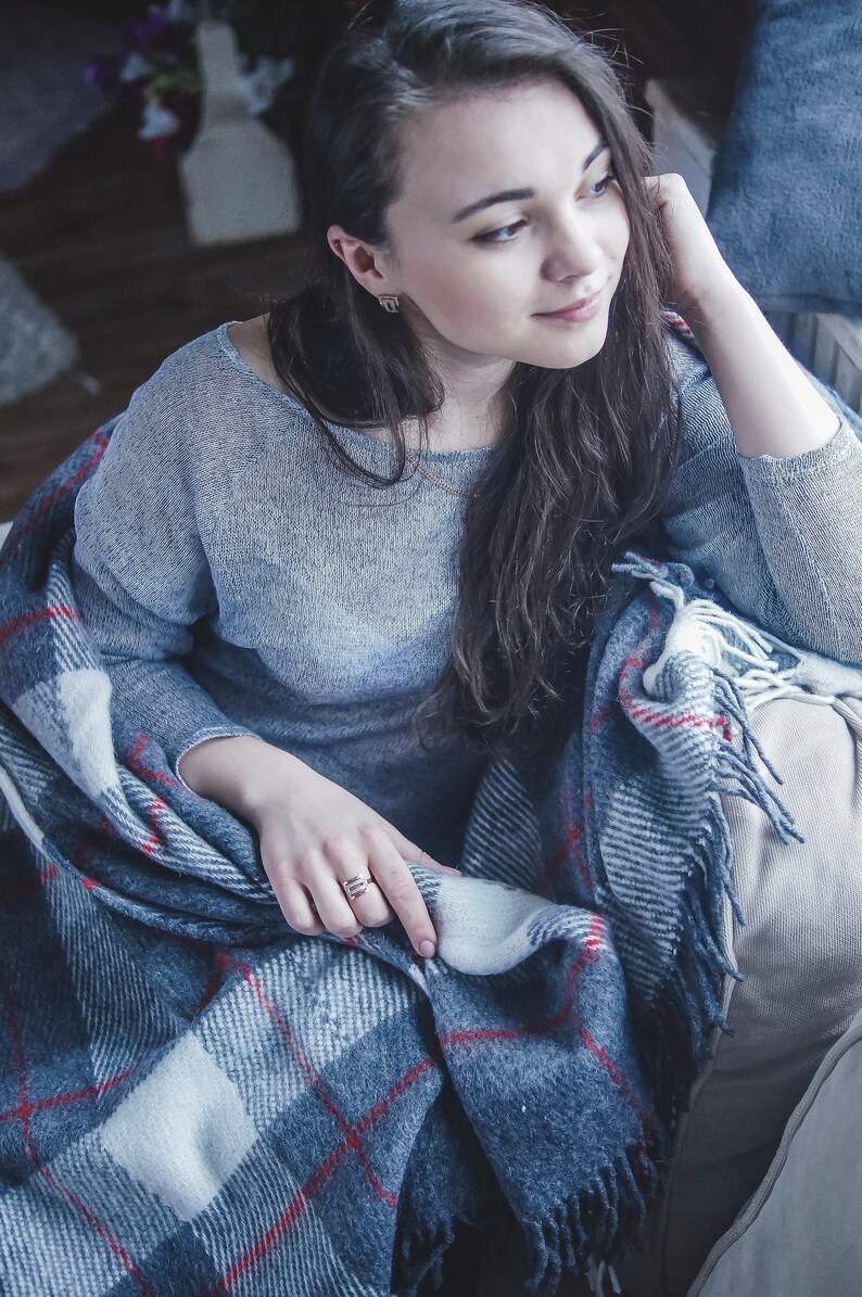 Personalized Gray Wool Blanket Throw Blanket Comfy Blanket Etsy