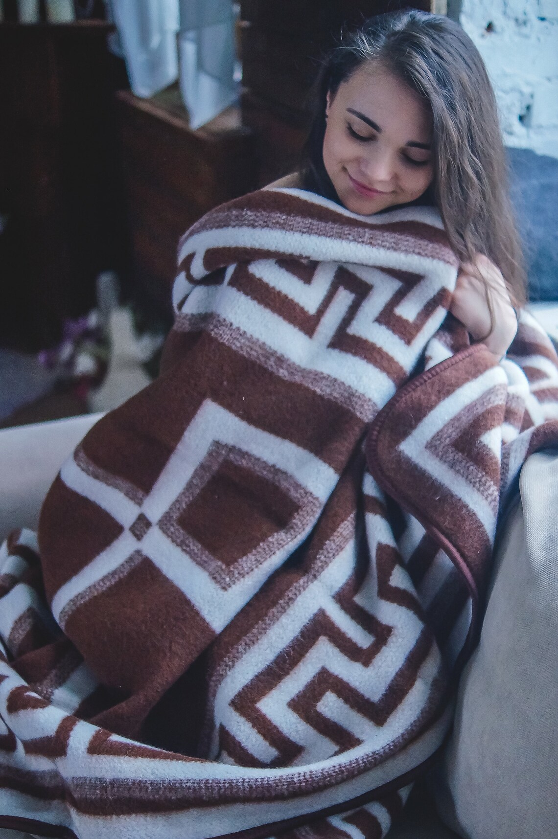 Personalized Cute Throw Blanket Wool Blanket Monogram Etsy