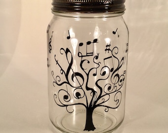 Personalized Mason Jar with Music Tree