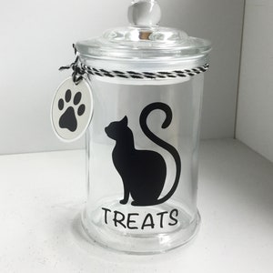 Personalized Cat Treat Jar Cat Treat Container Cat Silhouette Canister image 1