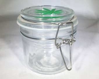 Round Glass Stash Jar: Hermetic Air Tight Lid