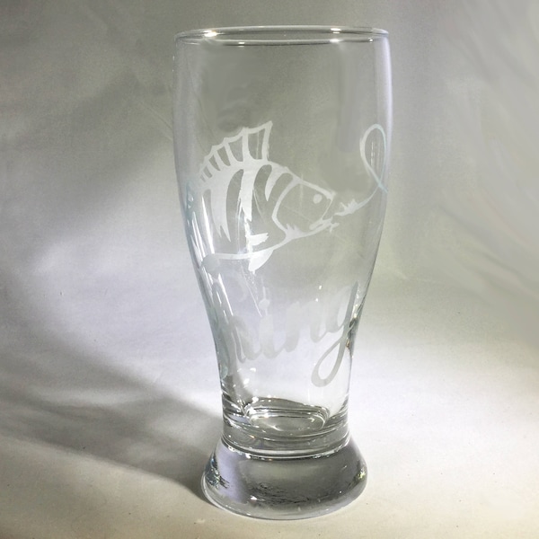 Etched Fishing Pilsner Beer Glass