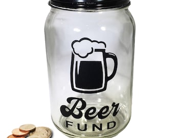 Salvadanaio in vetro con fondo per birra personalizzato: salvadanaio in vetro