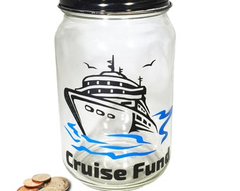 Personalized Mason Jar Cruise Fund Bank - Cruise Fund Savings Bank - Cruise Money Jar - Cruise Savings Jar - Glass Coin Bank