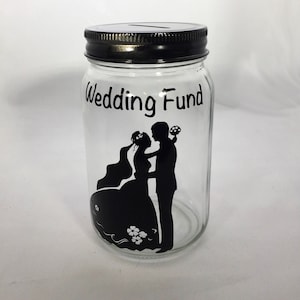 Personalized Mason Jar Wedding Bank - Wedding Fund Bank - Wedding Money Jar - Wedding Savings Bank - Wedding Savings Jar - Glass Coin Bank