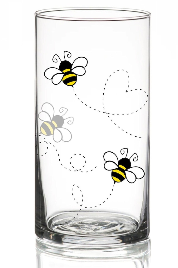 Honey Bee Glass Cylinder Vase: Floral Arrangement Decor