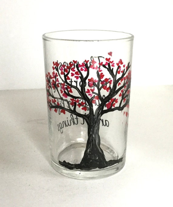 Hand Painted Tree of Hearts Votive Candle Holder – Anniversary Gift