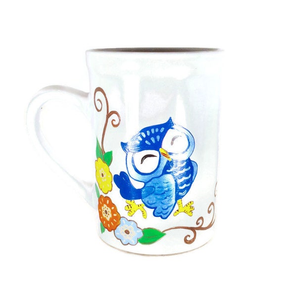Hand Painted Owl Ceramic Coffee Mug
