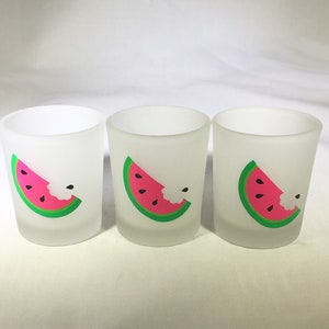 Set of 3 Watermelon Slice Votive Candle Holders Summer Glass Candle ...
