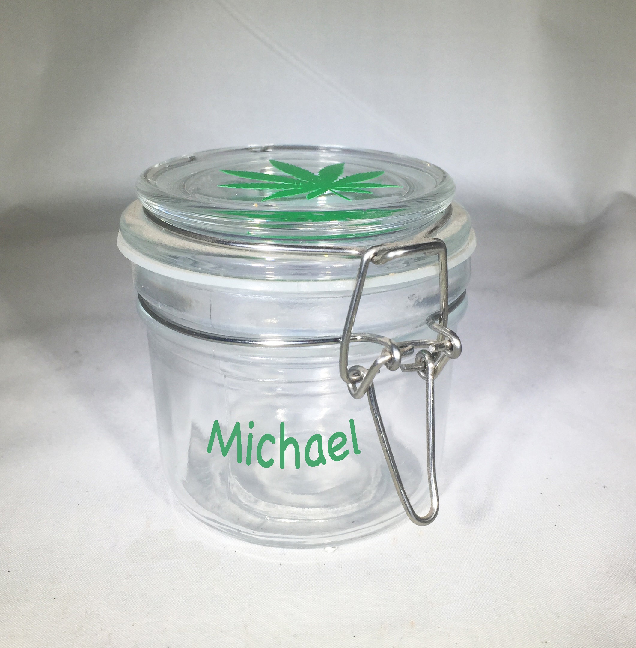 Round Glass Stash Jar Hermetic Air Tight Lid Cannabis Stash Jar