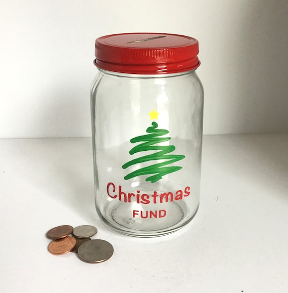 Personalized Hand Painted Christmas Fund Mason Jar Bank