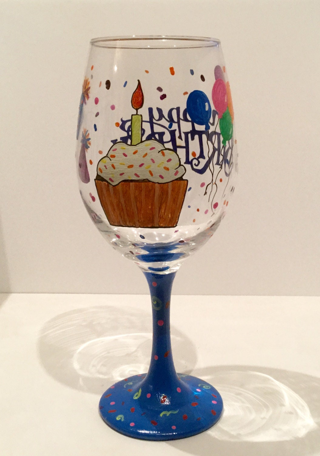 Hand Painted Birthday Wine Glass Birthday Gift