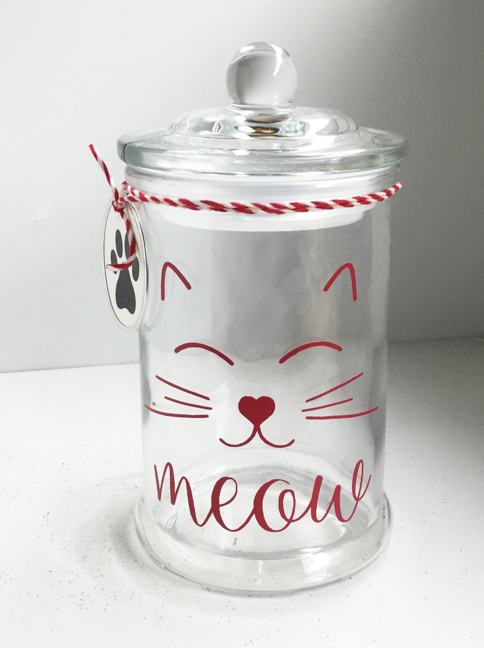 Personalized Cat Treat Jar Cat Treat Container Meow Cat Canister