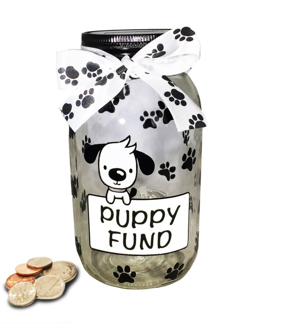 Personalized Puppy Fund Mason Jar: Glass Coin Bank
