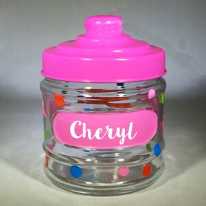 Personalized Glass Candy Jar: Colorful Decor, Airtight Lid image 3