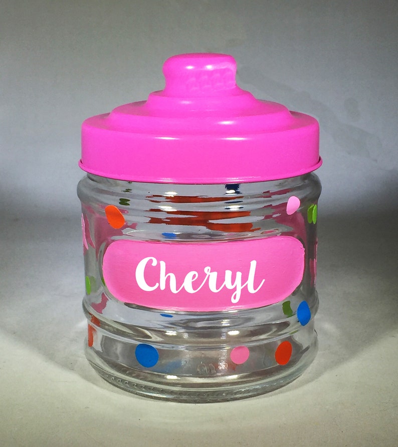 Personalized Glass Candy Jar: Colorful Decor, Airtight Lid image 3